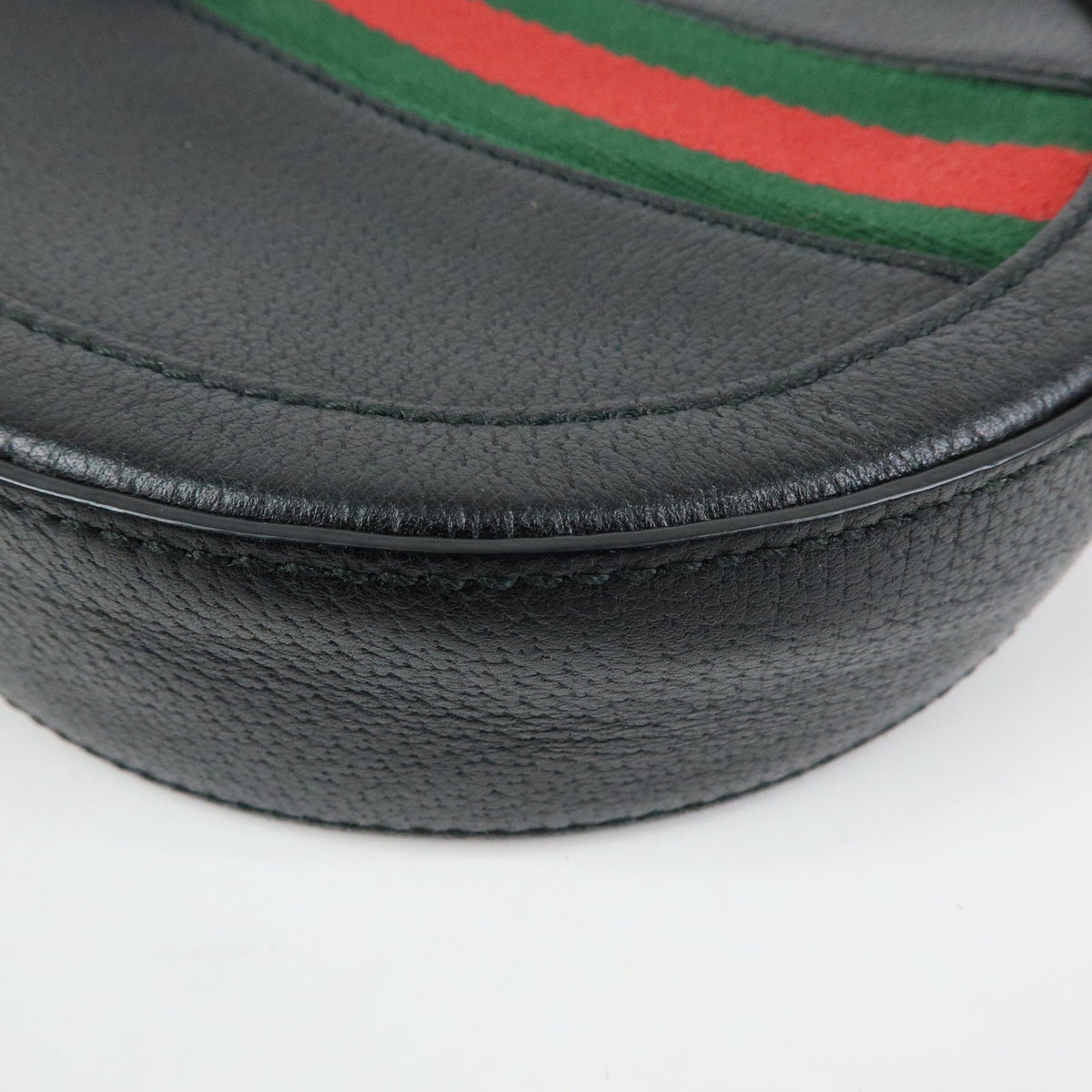 Gucci Ophidia Round Leather Black Leather Shoulder Bag Bag (Pre-Owned)