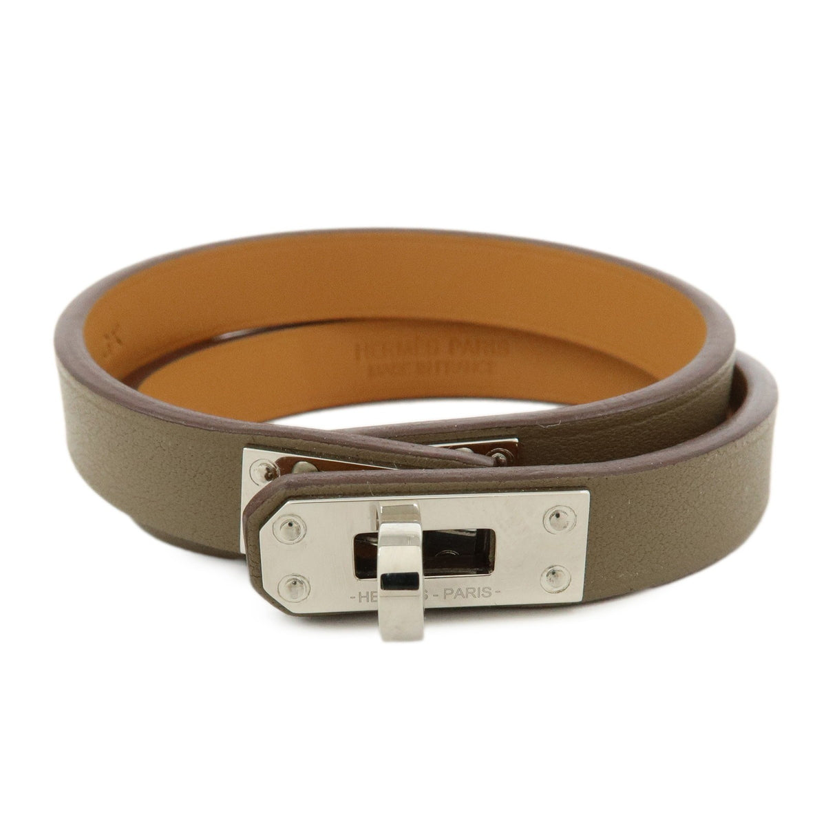 Hermes Kelly Double Tour Leather Greige Leather Bracelet Jewelry (Pre-Owned)