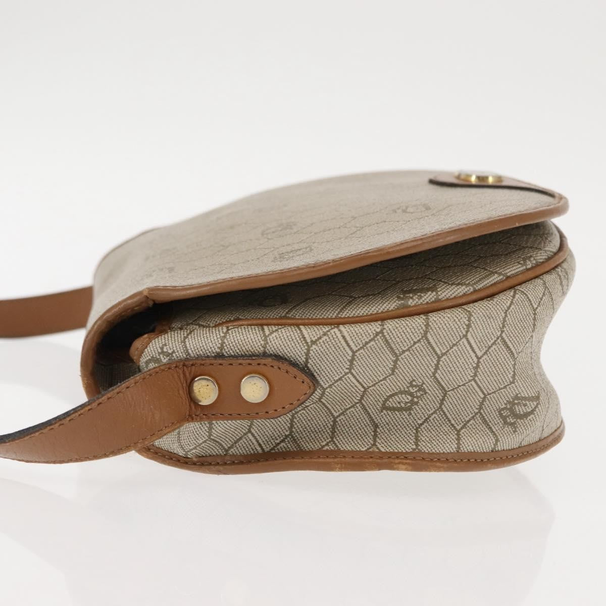Christian Dior Vintage Honeycomb Flap Coated Canvas Beige Canvas Bag (Pre-Owned)