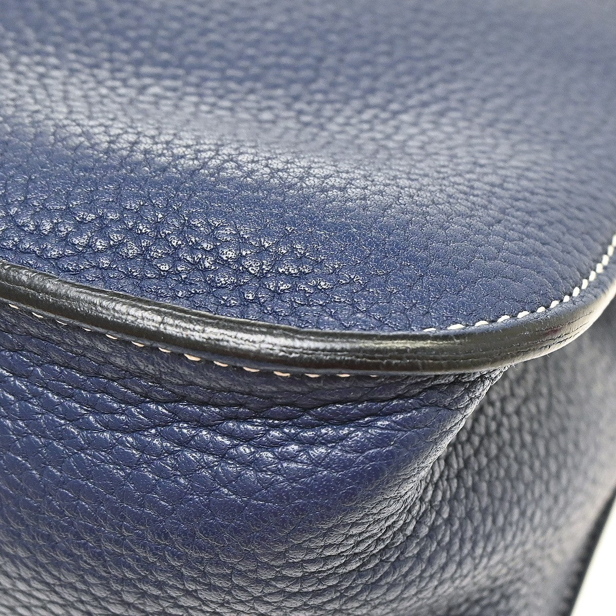 Hermes Halzan Clémence Blue Leather Tote Bag Bag (Pre-Owned)