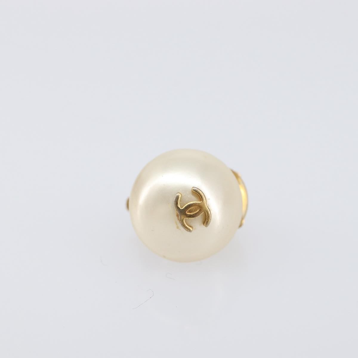 Chanel Cc Clip On Faux Pearl Embellished Metal Gold Metal Earrings Jewelry (Pre-Owned)