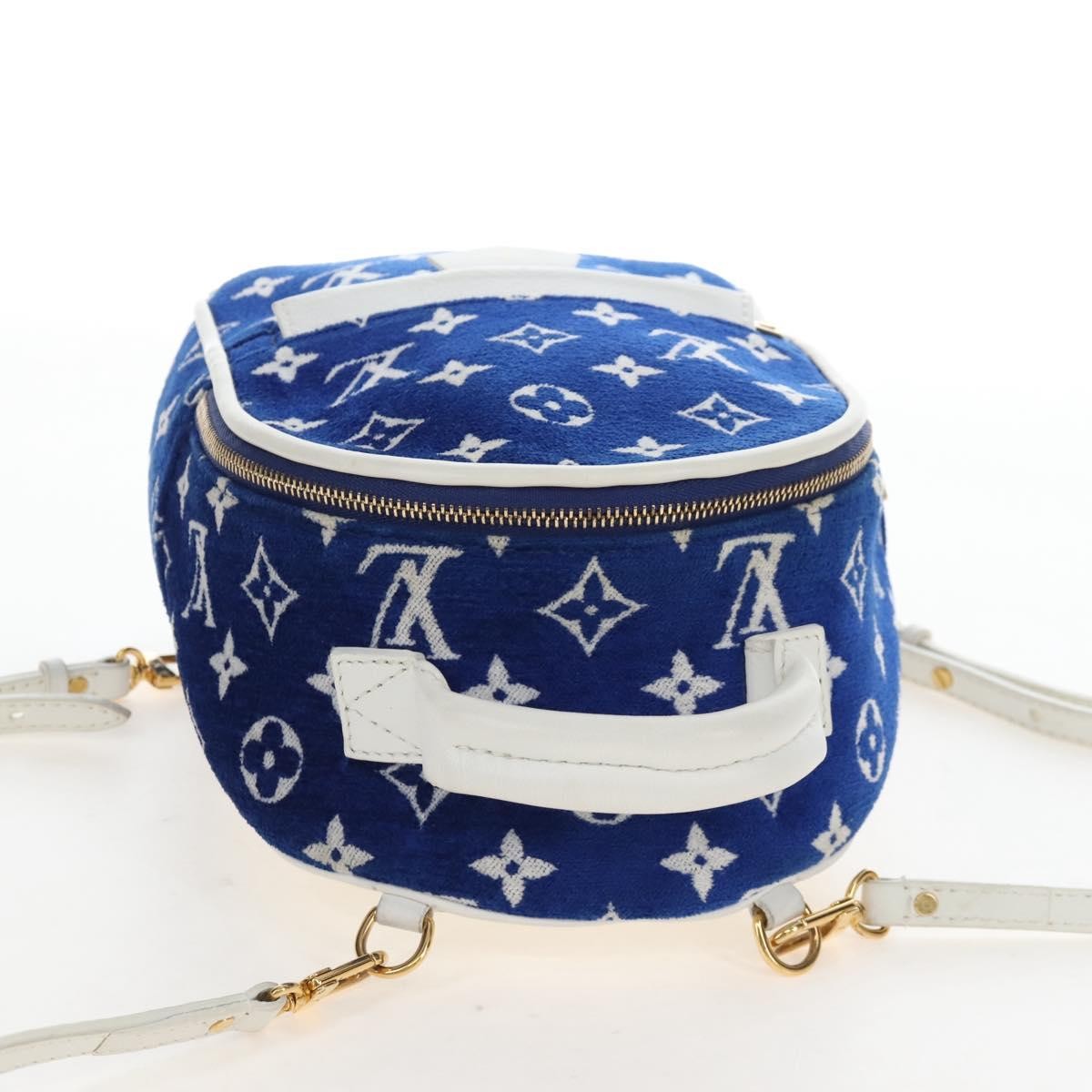 Louis Vuitton Palm Springs Lv Match Monogram Jacquard Velvet Blue Canvas Backpack Bag (Pre-Owned)