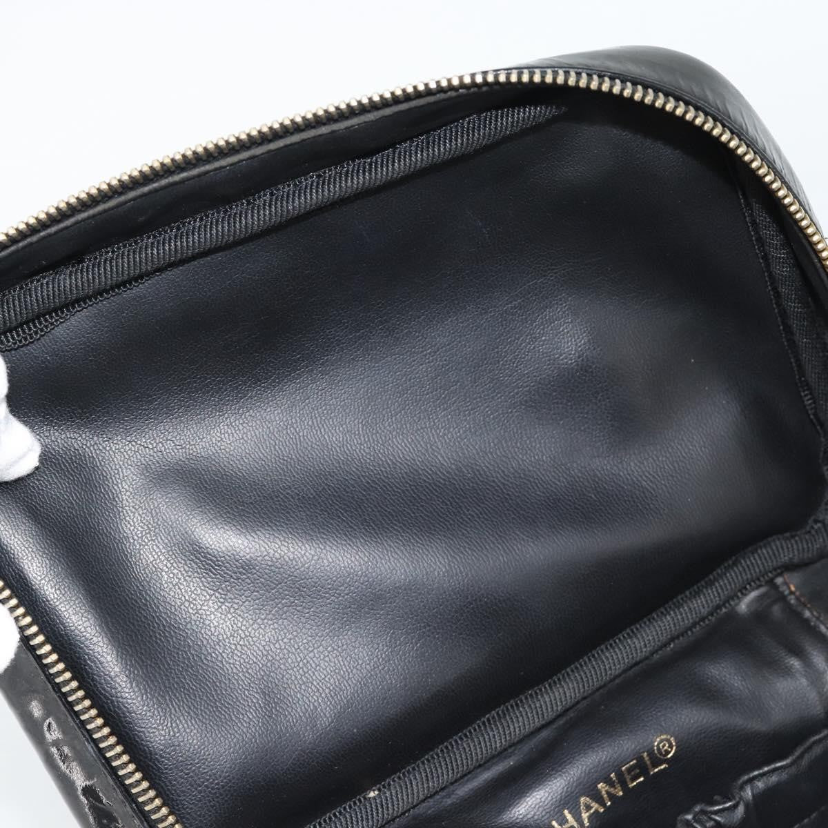 Fendi Vintage Cosmetic Case Pequin Canvas Black Patent_Leather Clutche & Pouche Bag (Pre-Owned)