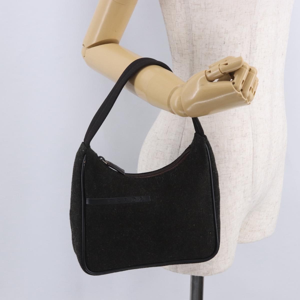 Prada Vintage Wool Black Wool Handbag (Pre-Owned)