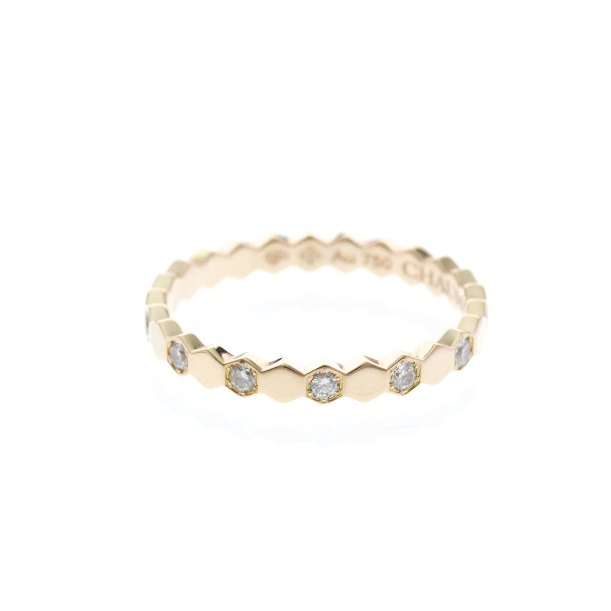 Chaumet Bee My Love Half Pave Band 18K Rose Gold With Diamonds Gold Rose_Gold Ring Jewelry (Pre-Owned)
