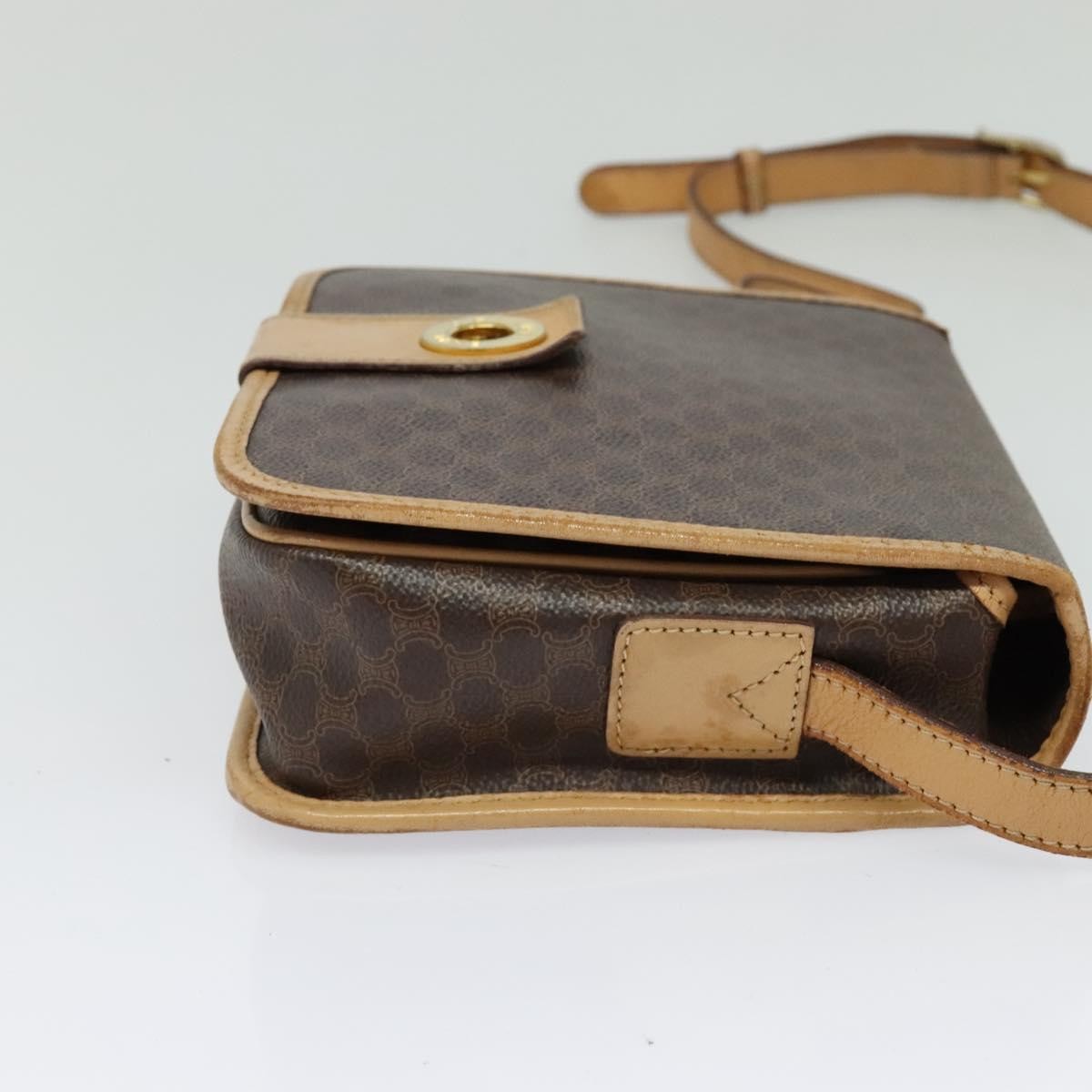 Celine Macadam Shoulder Pvc Leather Brown Canvas Bag (Pre-Owned)