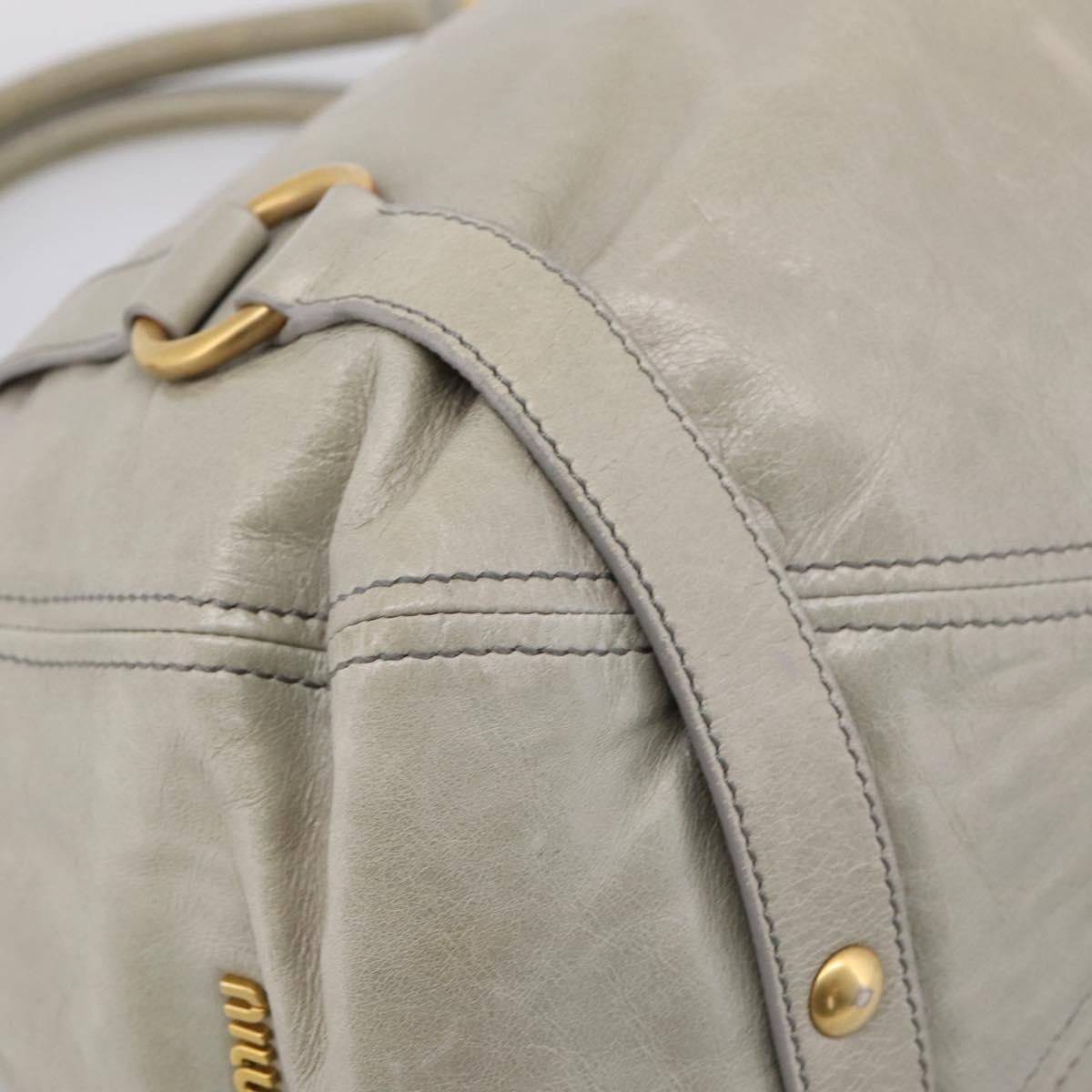 Miu Miu Bow Satchel Cervo Leather Gray Leather Handbag (Pre-Owned)
