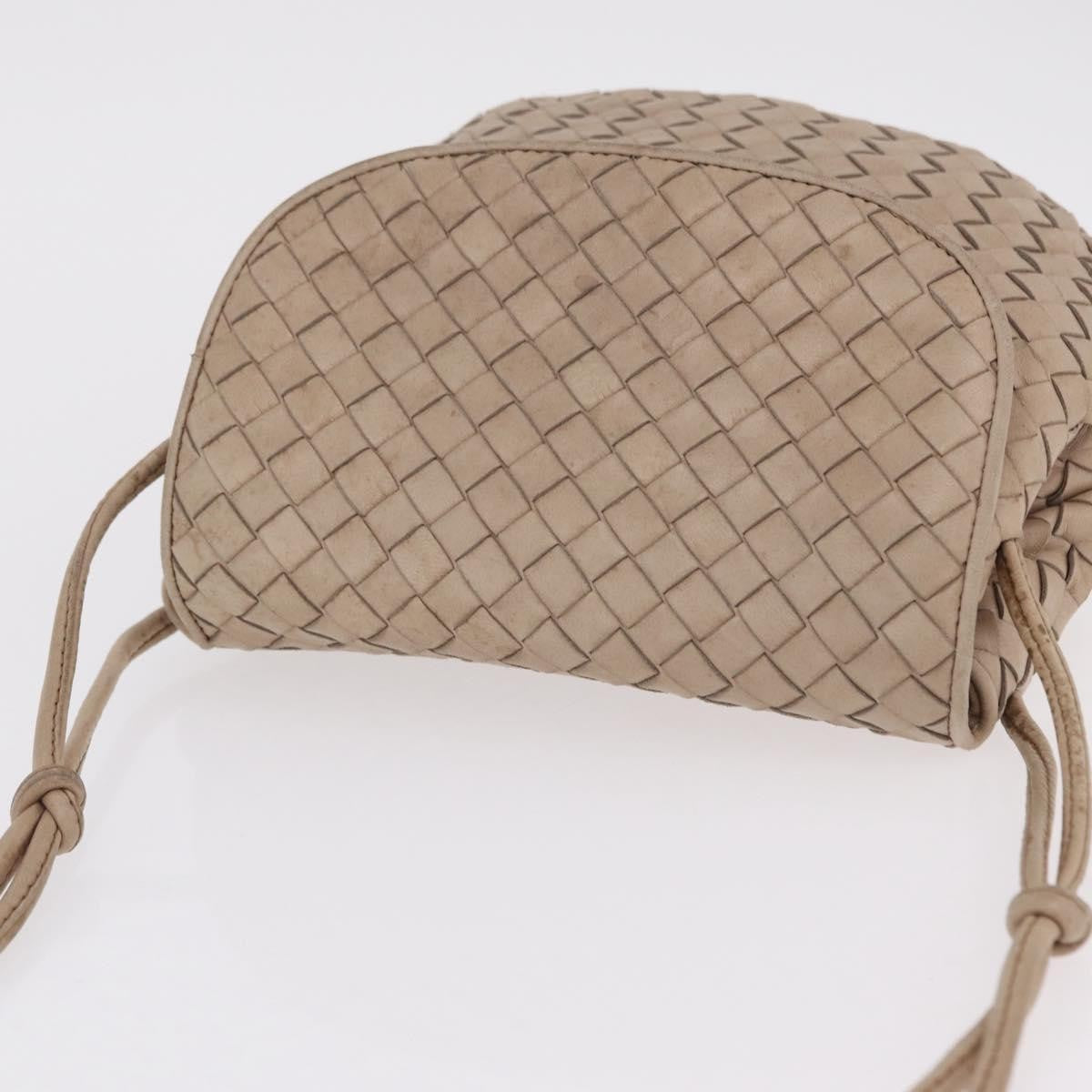 Bottega Veneta Intrecciato Shoulder Leather Beige Leather Shoulder Bag Bag (Pre-Owned)
