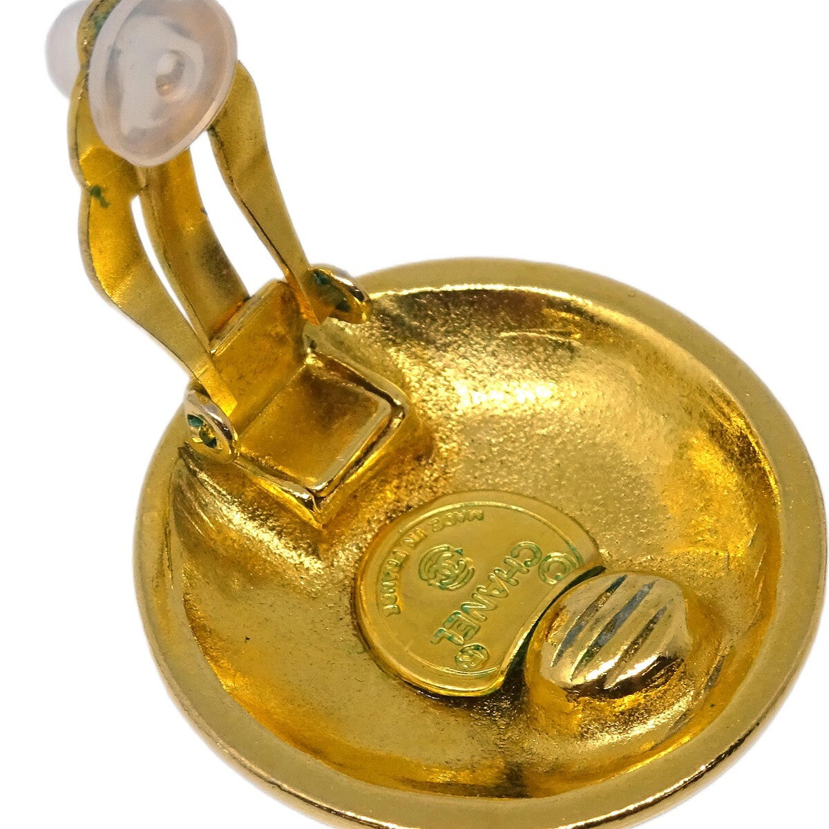 Chanel Cc Round Metal Gold Gold_Plated Earrings Jewelry (Pre-Owned)
