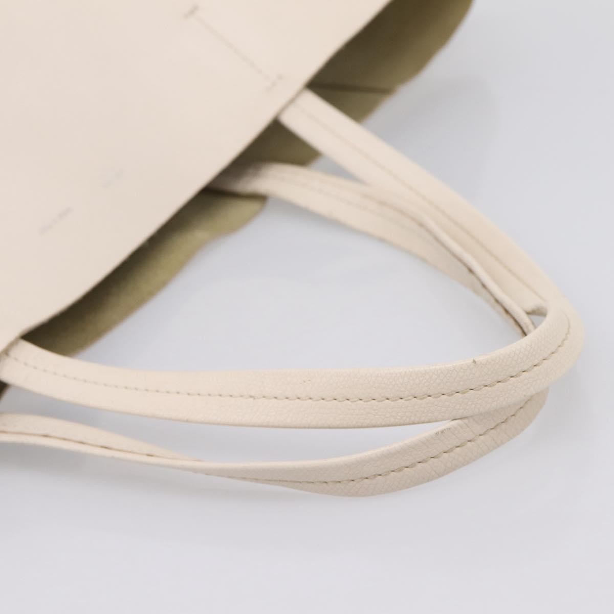 Celine Cabas Leather White Leather Tote Bag Bag (Pre-Owned)