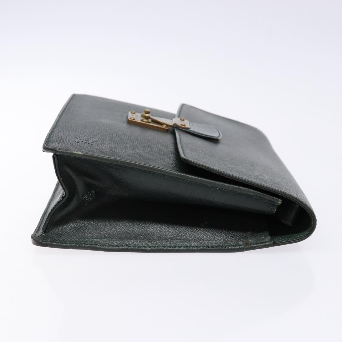 Louis Vuitton Serviette Kourad Taiga Leather Green Leather Clutche & Pouche Bag (Pre-Owned)