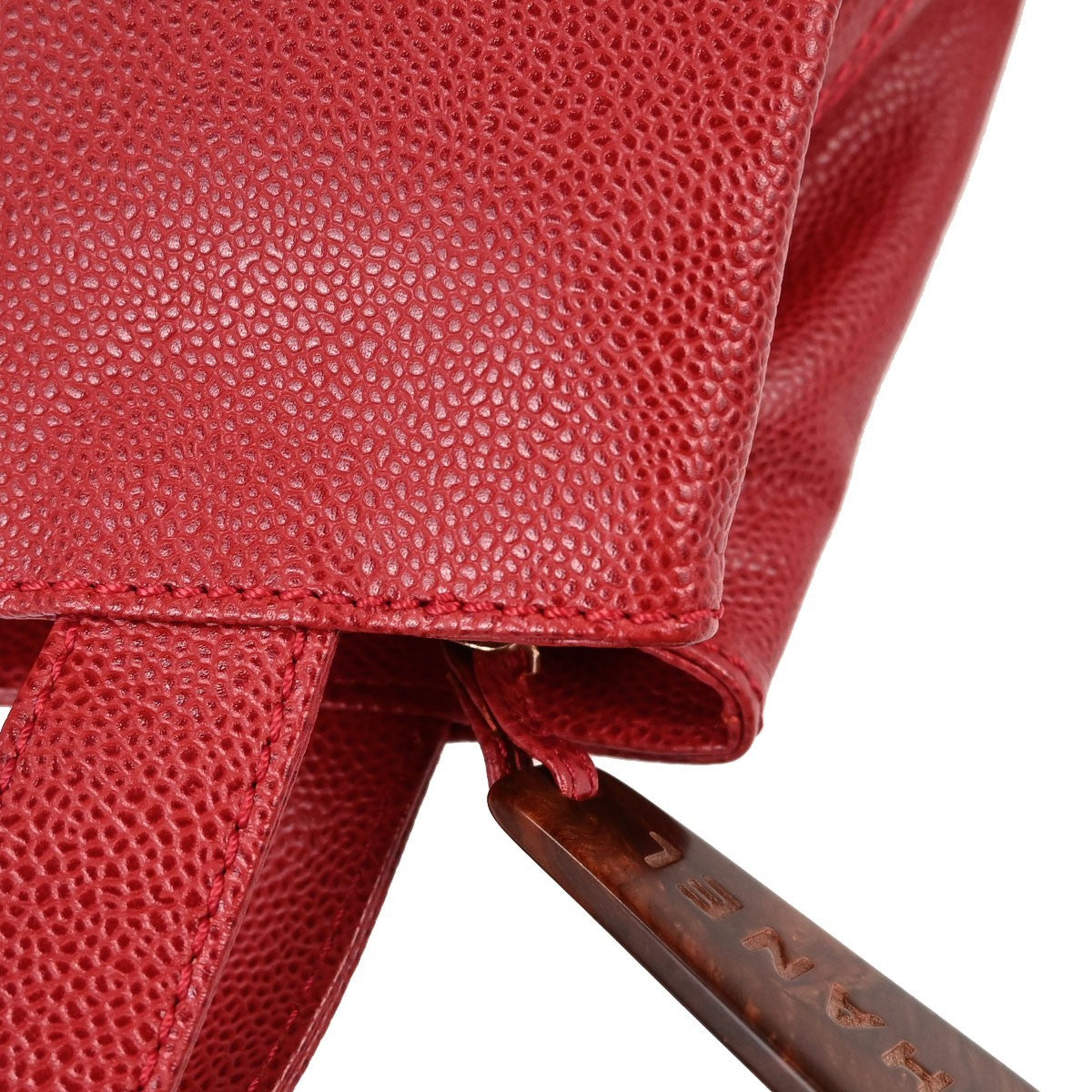 Chanel Vintage Logo Caviar Red Leather Tote Bag Bag (Pre-Owned)