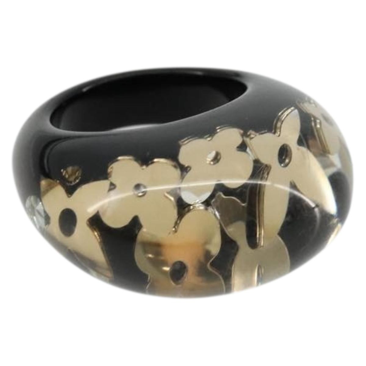 Louis Vuitton Inclusion Resin Black Plastic Ring Jewelry (Pre-Owned)