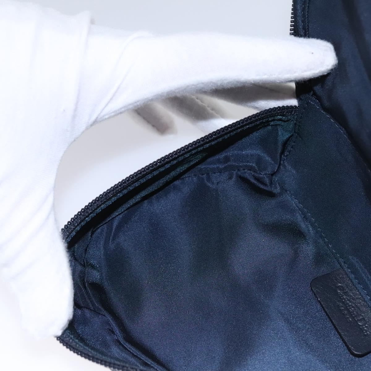 Christian Dior Vintage Saddle Coin Purse Diorissimo Canvas Navy Canvas Bag (Pre-Owned)