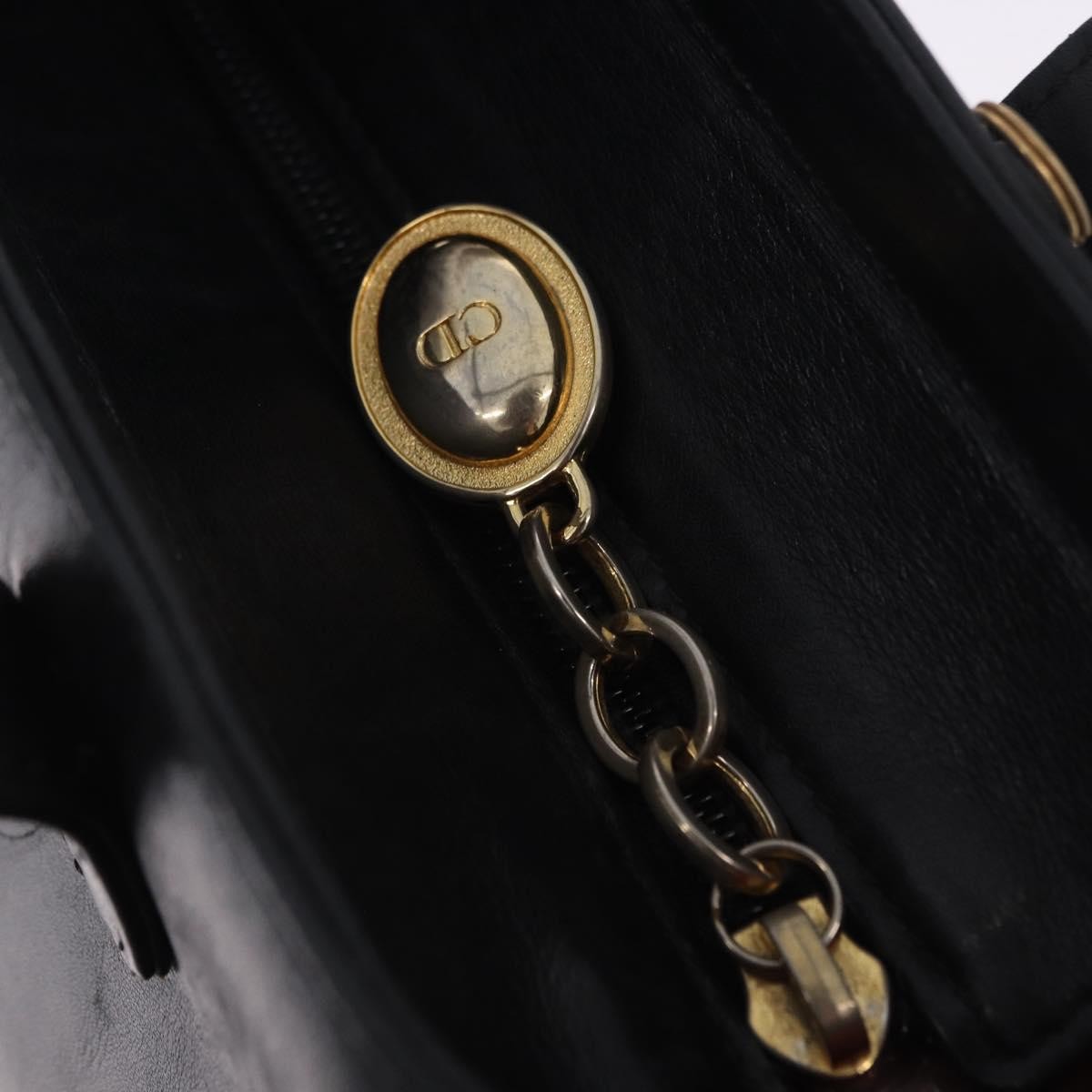Christian Dior Vintage Tote Leather Black Leather Tote Bag Bag (Pre-Owned)