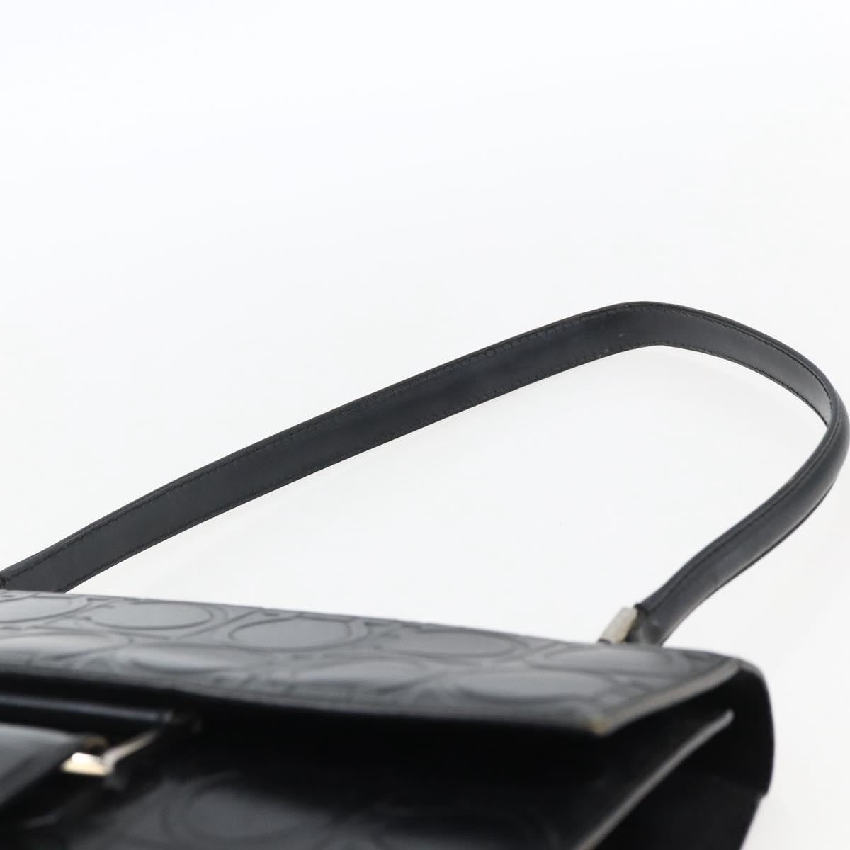 Salvatore Ferragamo Gancini Leather Black Leather Handbag (Pre-Owned)