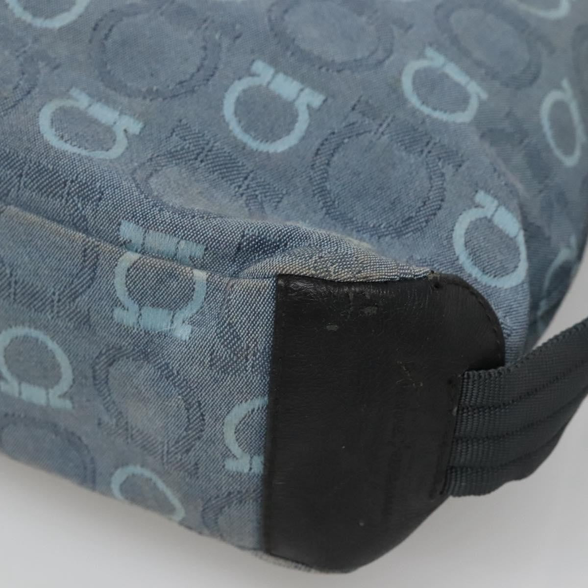 Salvatore Ferragamo Gancini Canvas Blue Canvas Shoulder Bag Bag (Pre-Owned)