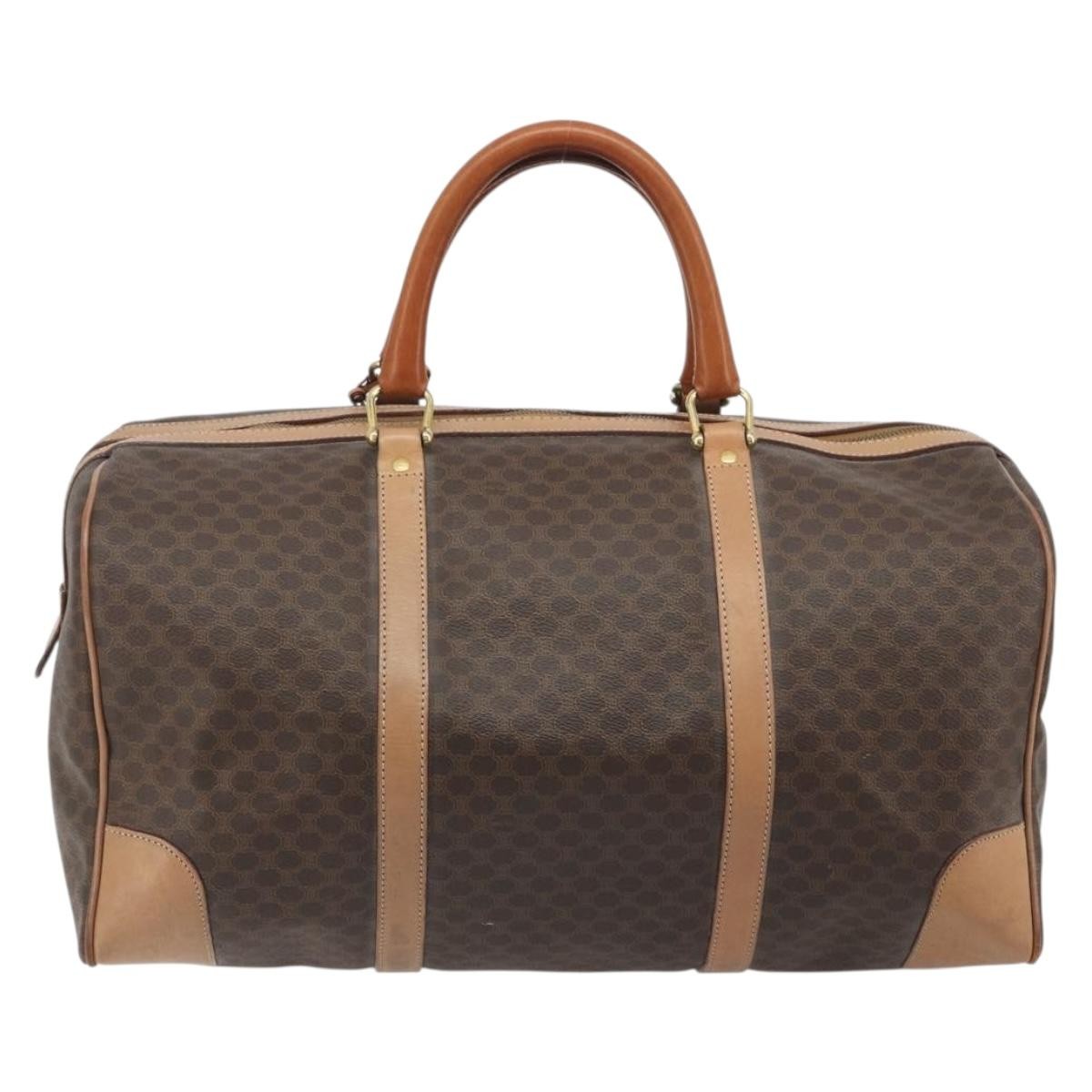 Celine Vintage Duffle Macadam Coated Canvas Brown Pvc Travel Bag Bag (Pre-Owned)