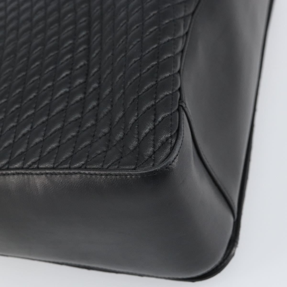 Bally Vintage Quilted Leather Black Leather Tote Bag Bag (Pre-Owned)