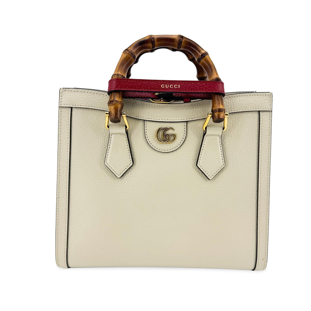 Gucci Diana Nm Bamboo Handle Leather White Leather Tote Bag Bag (Pre-Owned)