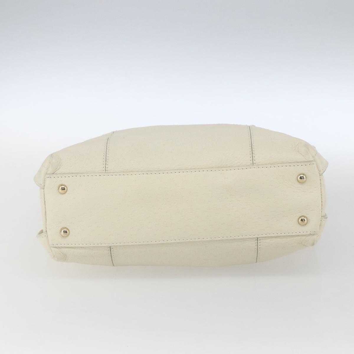 Salvatore Ferragamo Gancini Leather White Leather Handbag (Pre-Owned)
