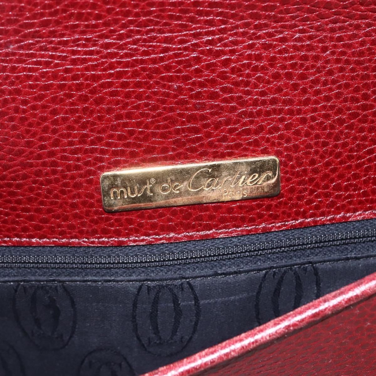 Cartier Must De Cartier Leather Burgundy Leather Shoulder Bag Bag (Pre-Owned)