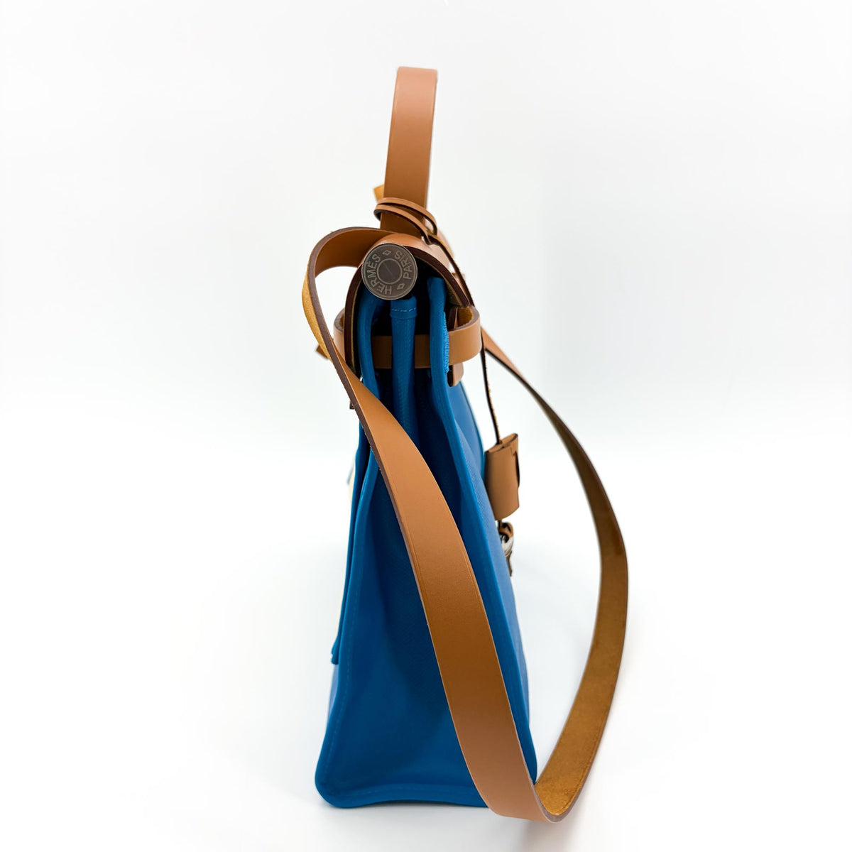 Hermes Herbag Zip Verso Leather And Toile Brown Canvas Handbag (Pre-Owned)