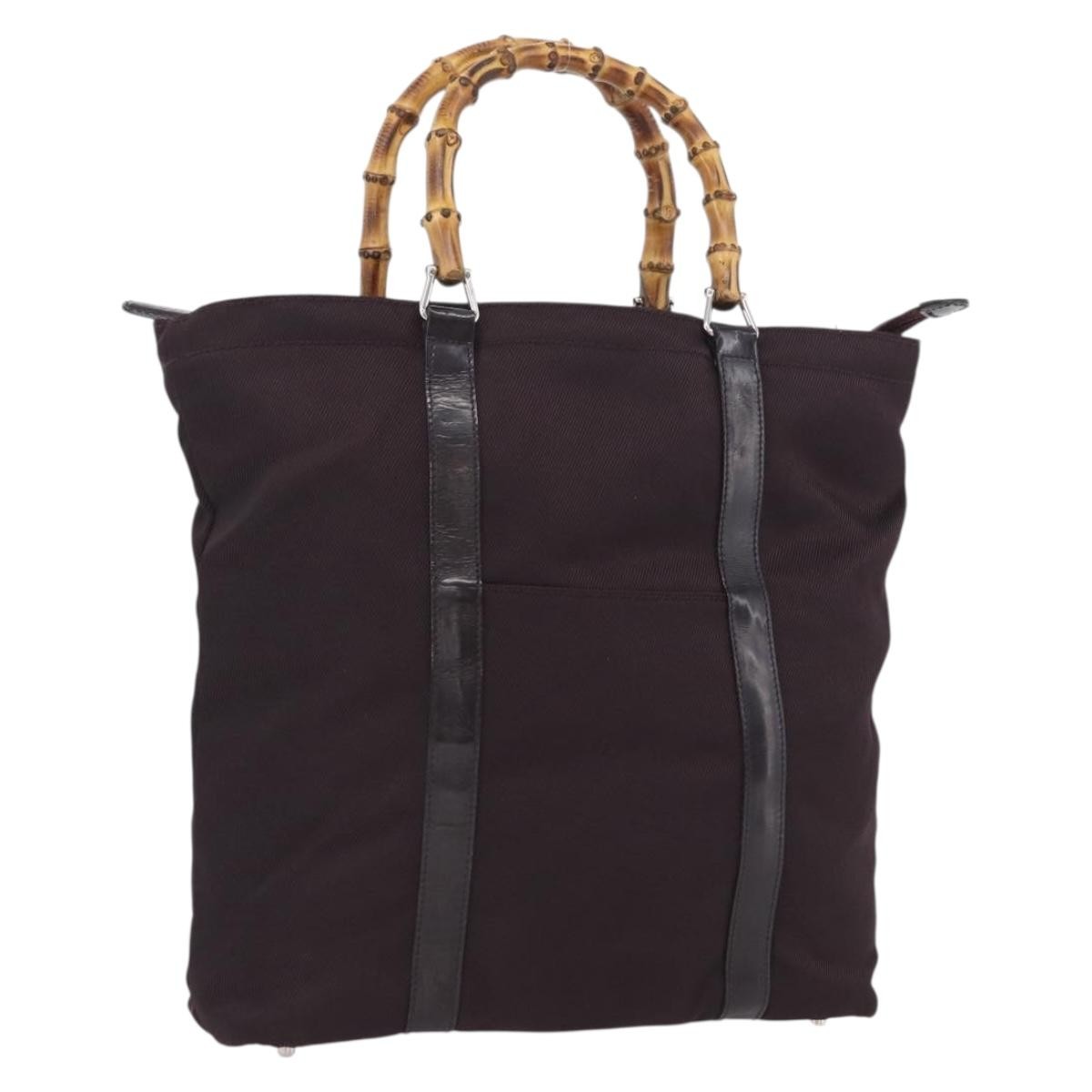 Gucci Bamboo Canvas Purple Canvas Tote Bag Bag (Pre-Owned)
