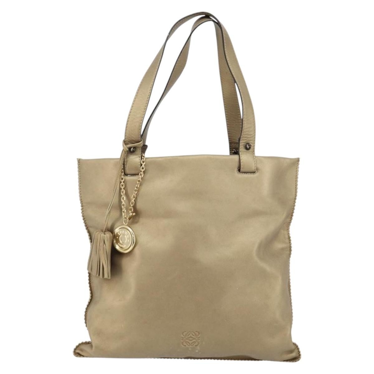 Loewe Anagram Tote Leather Gold Leather Tote Bag Bag (Pre-Owned)