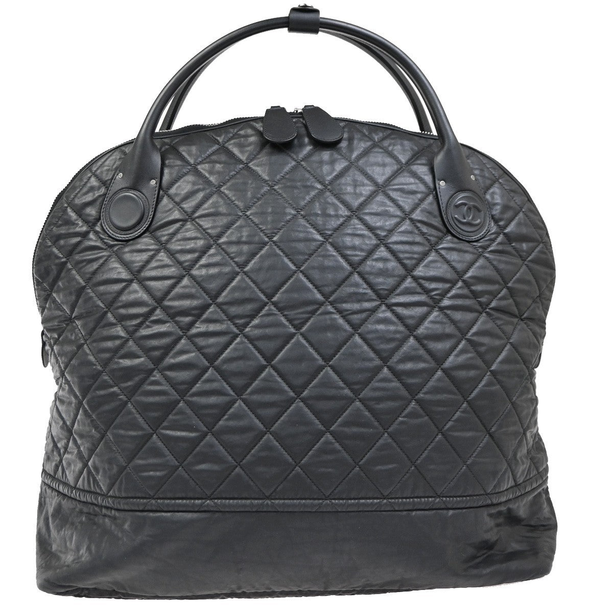 Chanel Horizontal Sport Weekender Quilted Coated Canvas Black Nylon Handbag (Pre-Owned)