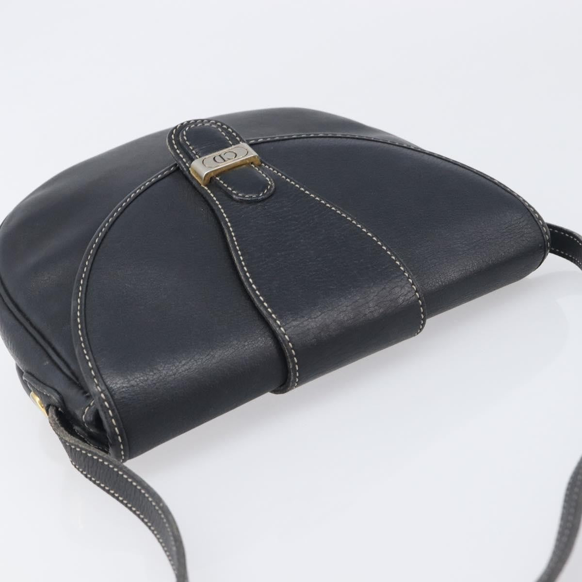 Christian Dior Vintage Cd Logo Leather Navy Leather Shoulder Bag Bag (Pre-Owned)