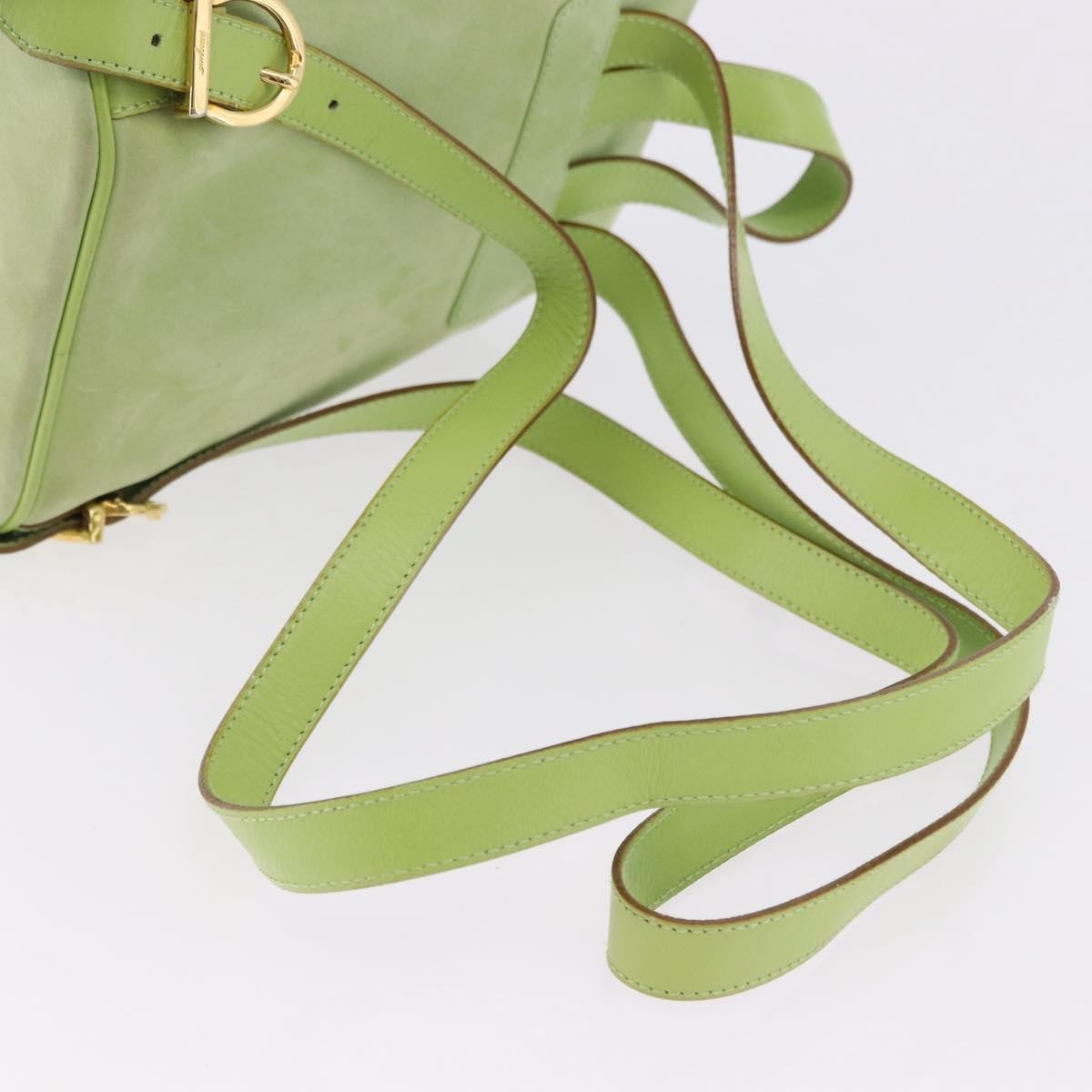 Salvatore Ferragamo Gancini Suede Green Suede Backpack Bag (Pre-Owned)