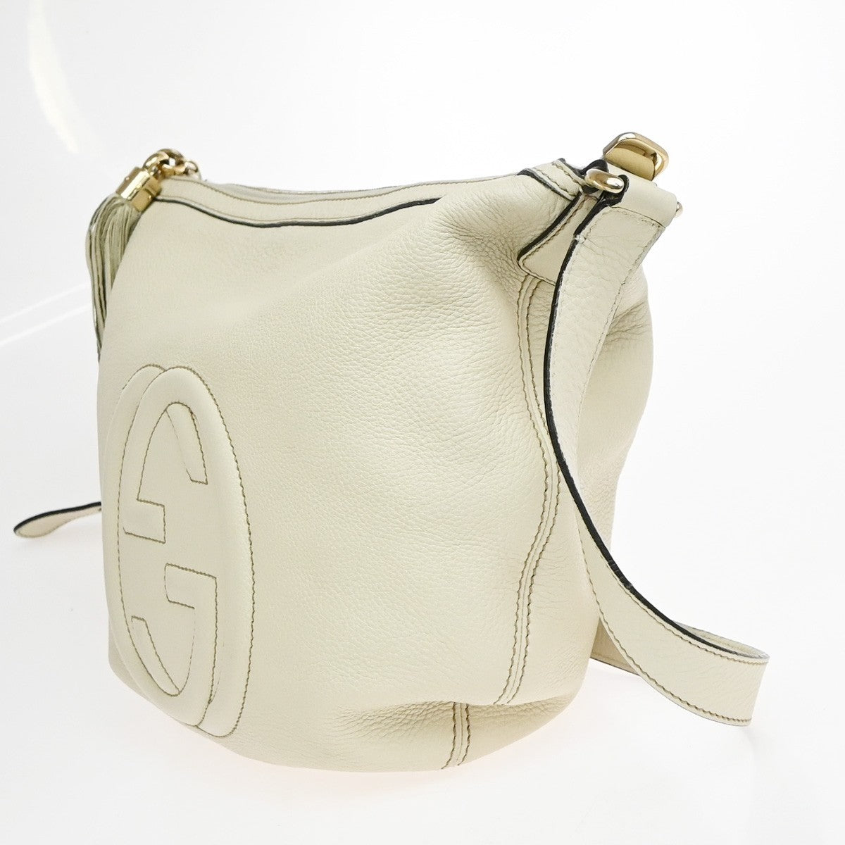Gucci Soho Messenger Leather White Leather Shoulder Bag Bag (Pre-Owned)