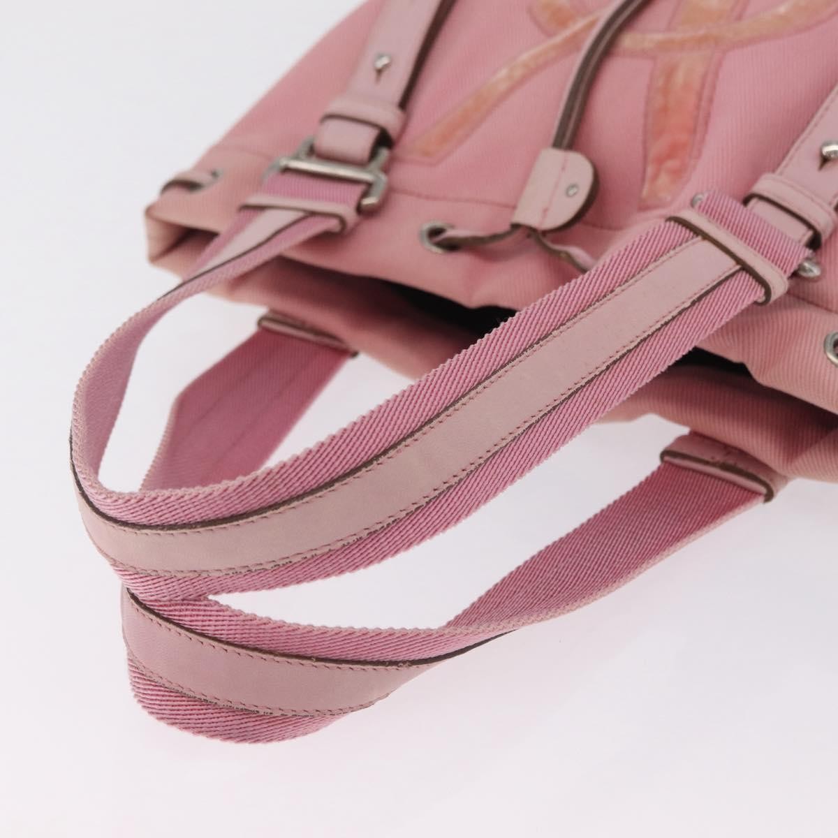 Saint Laurent Kahala Drawstring Canvas Pink Canvas Tote Bag Bag (Pre-Owned)