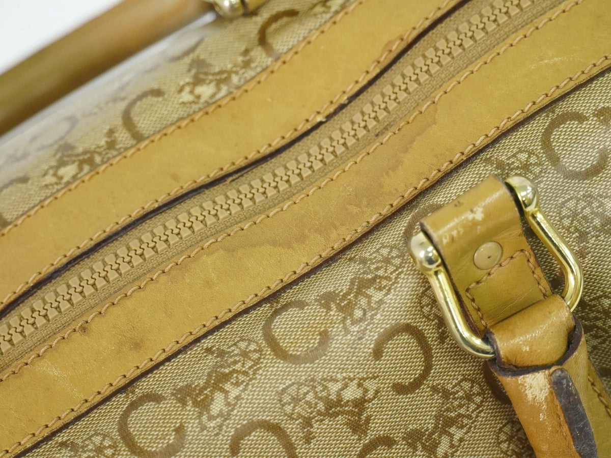 Celine Vintage Duffle Canvas And Leather Beige Pvc Travel Bag Bag (Pre-Owned)