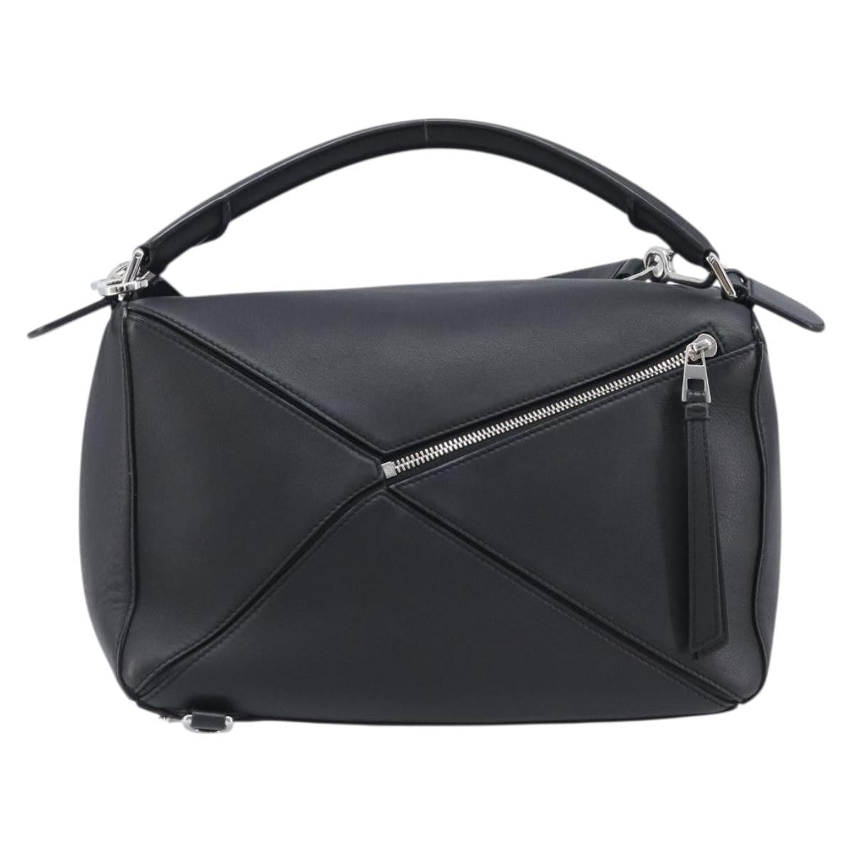 Loewe Puzzle Leather Black Leather Handbag (Pre-Owned)
