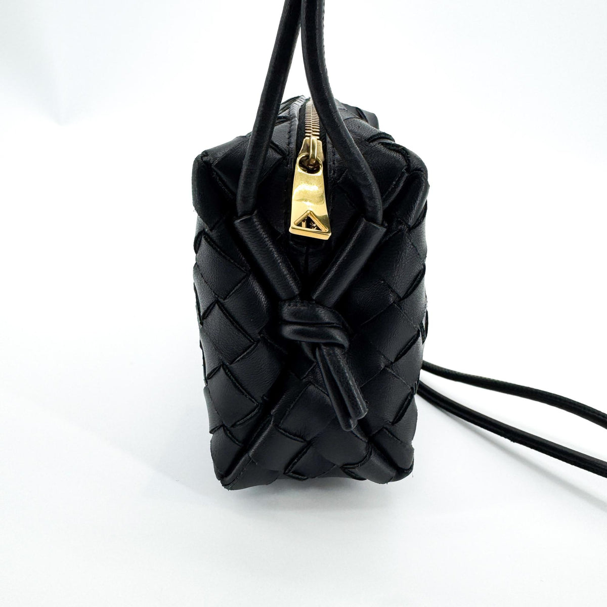 Bottega Veneta Loop Intrecciato Nappa Black Leather Crossbody Bag Bag (Pre-Owned)