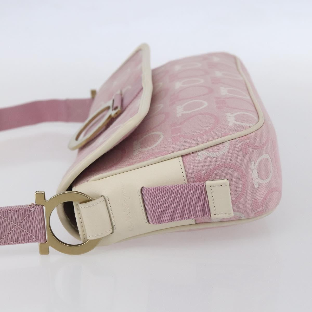Salvatore Ferragamo Gancini Canvas Pink Canvas Shoulder Bag Bag (Pre-Owned)