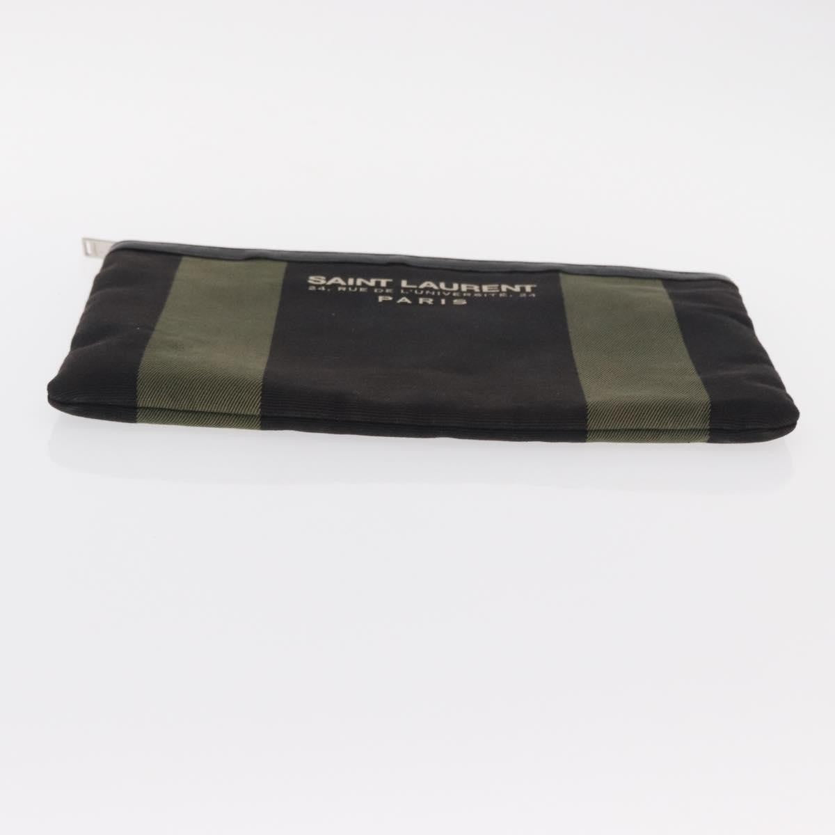 Saint Laurent Beach Zip Canvas Khaki Canvas Clutche & Pouche Bag (Pre-Owned)