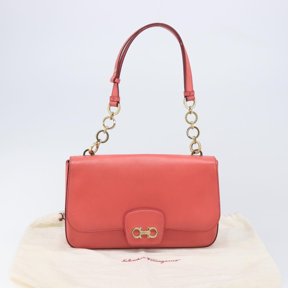 Salvatore Ferragamo Gancini Leather Pink Leather Shoulder Bag Bag (Pre-Owned)