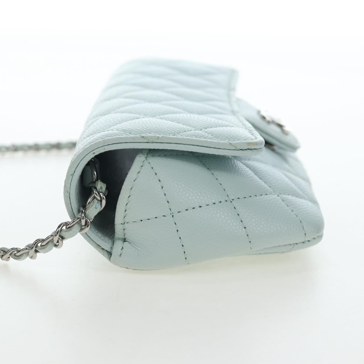 Chanel Classic Sunglasses Case With Chain Quilted Caviar Blue Calfskin Clutche & Pouche Bag (Pre-Owned)