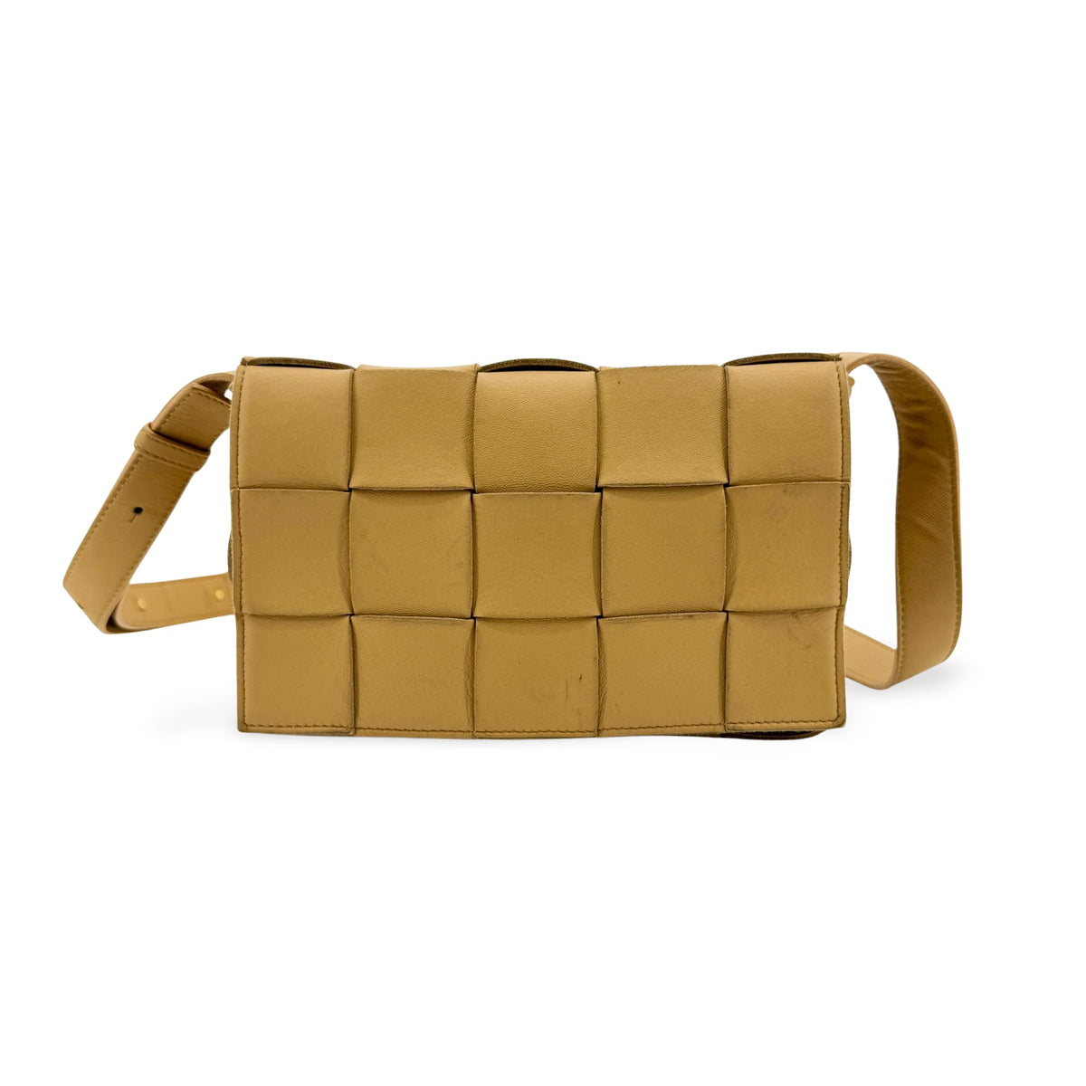 Bottega Veneta Cassette Maxi Intrecciato Leather Beige Leather Crossbody Bag Bag (Pre-Owned)