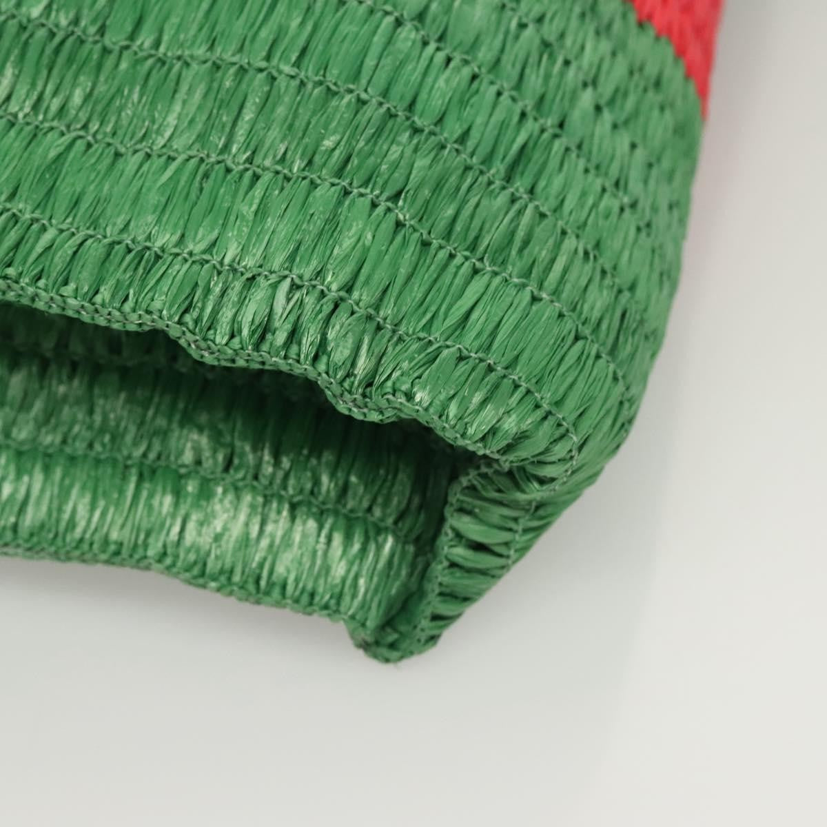 Gucci Cestino Woven Raffia Green Wicker Tote Bag Bag (Pre-Owned)
