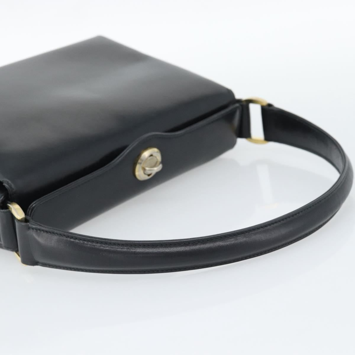 Gucci Vintage Convertible Box Leather Black Leather Handbag (Pre-Owned)