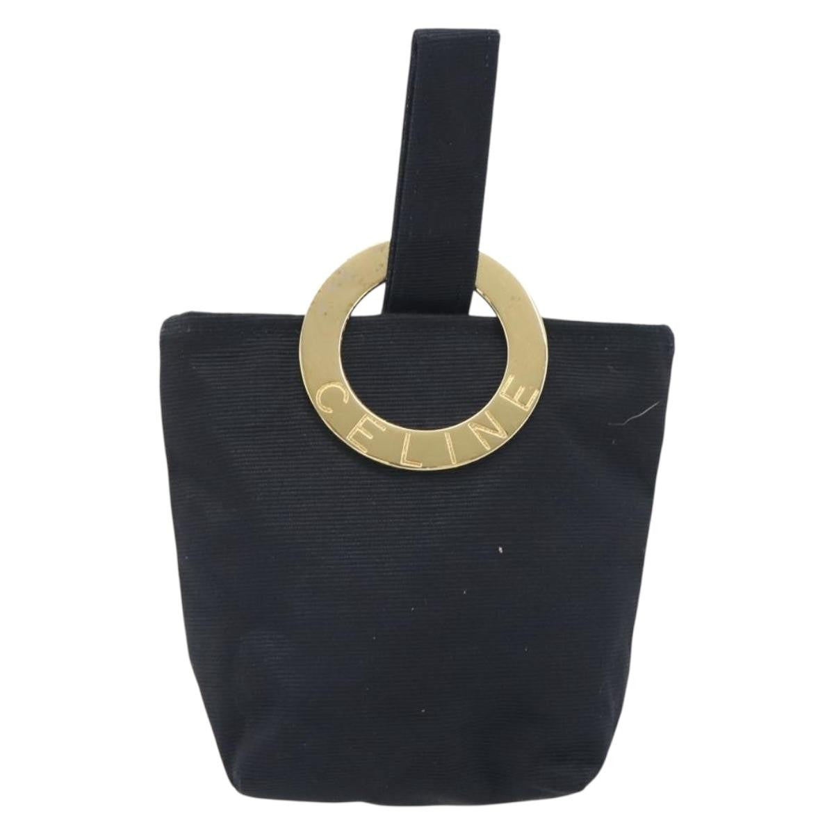Celine Circle Logo Pouch Canvas Black Canvas Clutche & Pouche Bag (Pre-Owned)