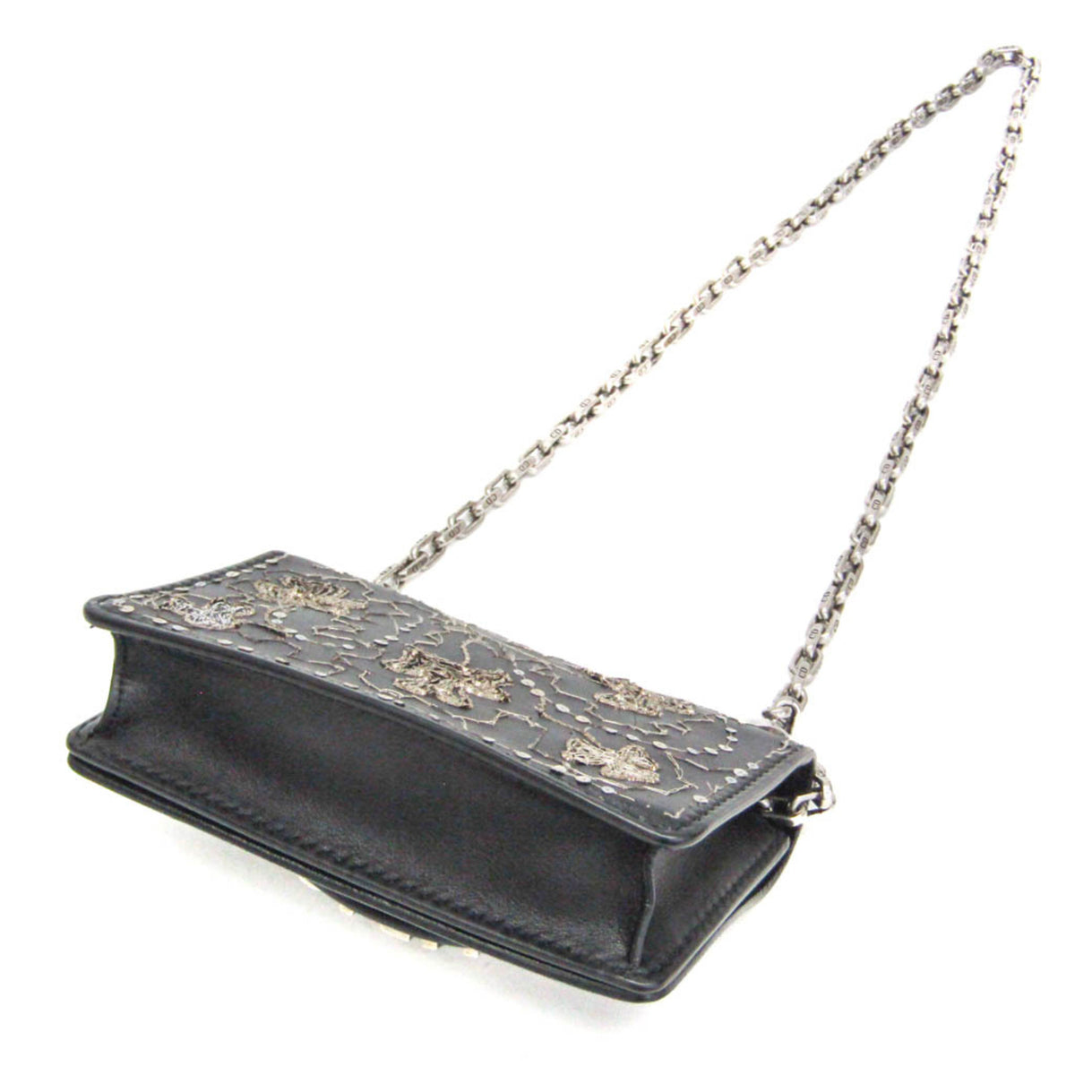 Christian Dior J'adior Flap Embellished Leather Black Leather Handbag (Pre-Owned)