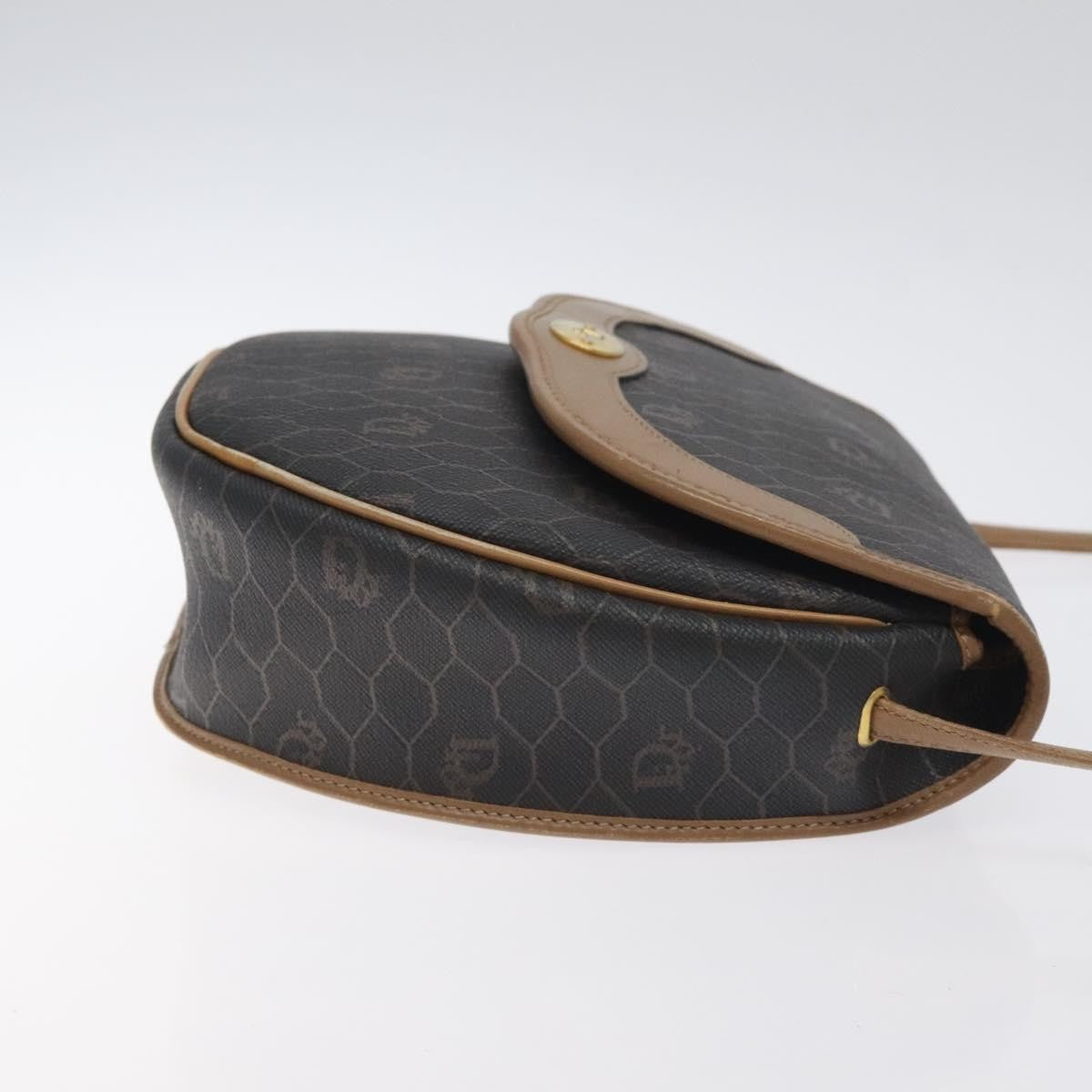 Christian Dior Vintage Honeycomb Flap Coated Canvas Black Canvas Shoulder Bag Bag (Pre-Owned)