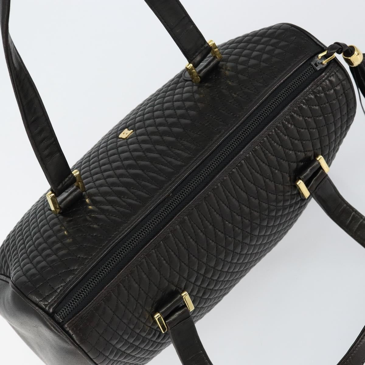 Bally Vintage Quilted Leather Black Leather Handbag (Pre-Owned)