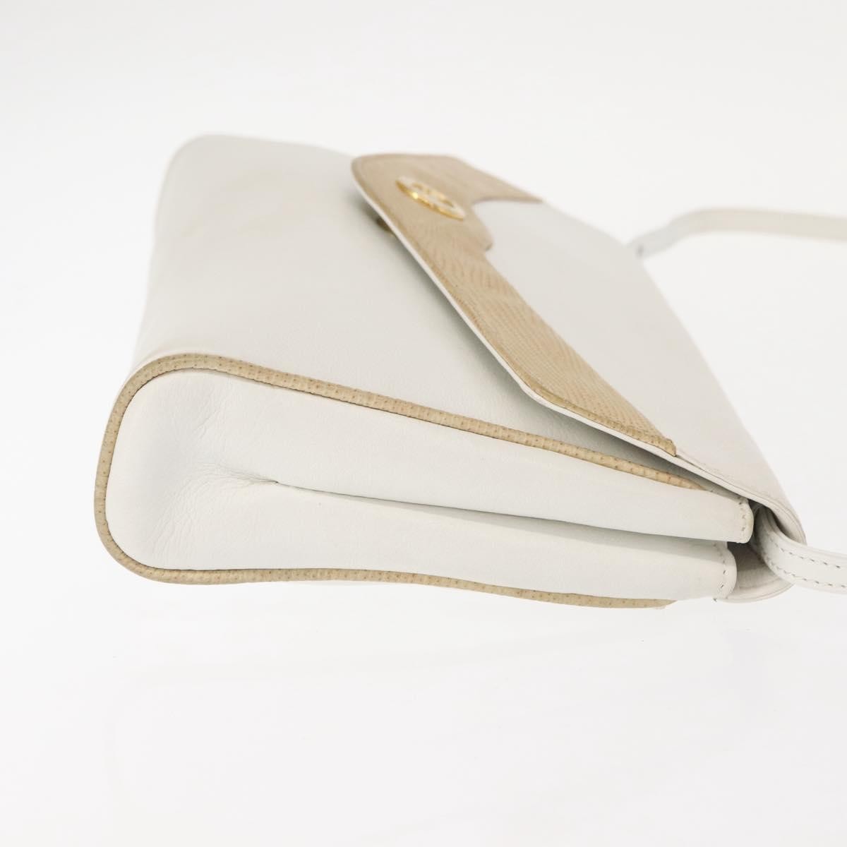 Celine Shoulder Leather White Leather Shoulder Bag Bag (Pre-Owned)