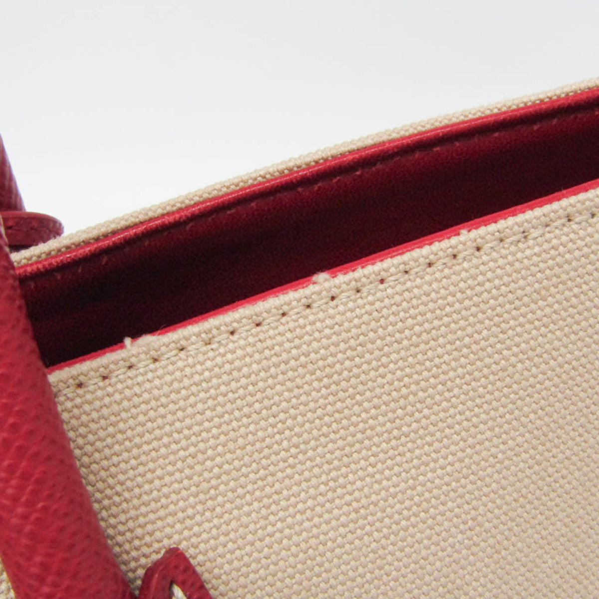 Prada Cuir Double Canvas And Saffiano Leather Beige Canvas Tote Bag Bag (Pre-Owned)
